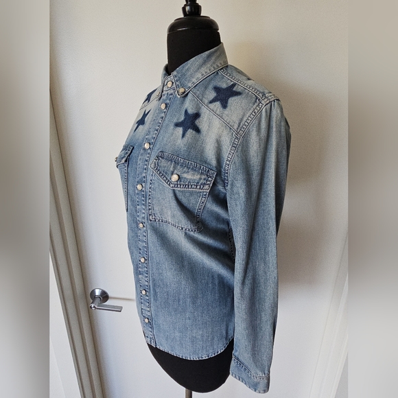 $1,130 GIVENCHY Stars Denim Button-Up 42 (IT) 8 (US) Medium - Picture 6 of 12